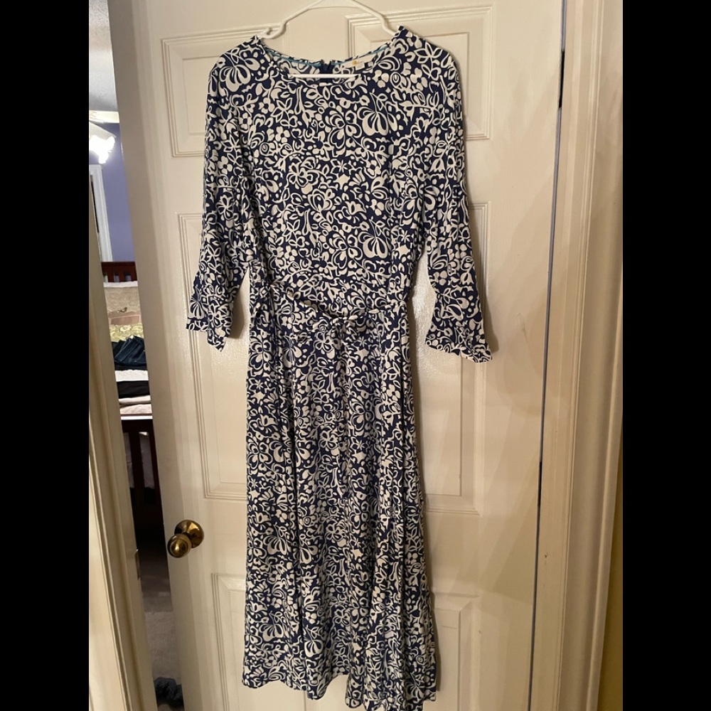 Boden Blue and White Midi Dress